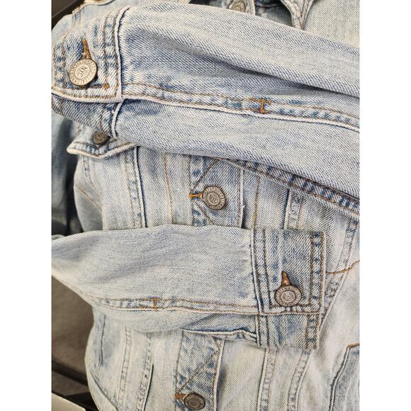 AEROPOSTALE Retro Denim Jean Trucker Jacket Womens M Blue Embroidered Peacock - Picture 9 of 12